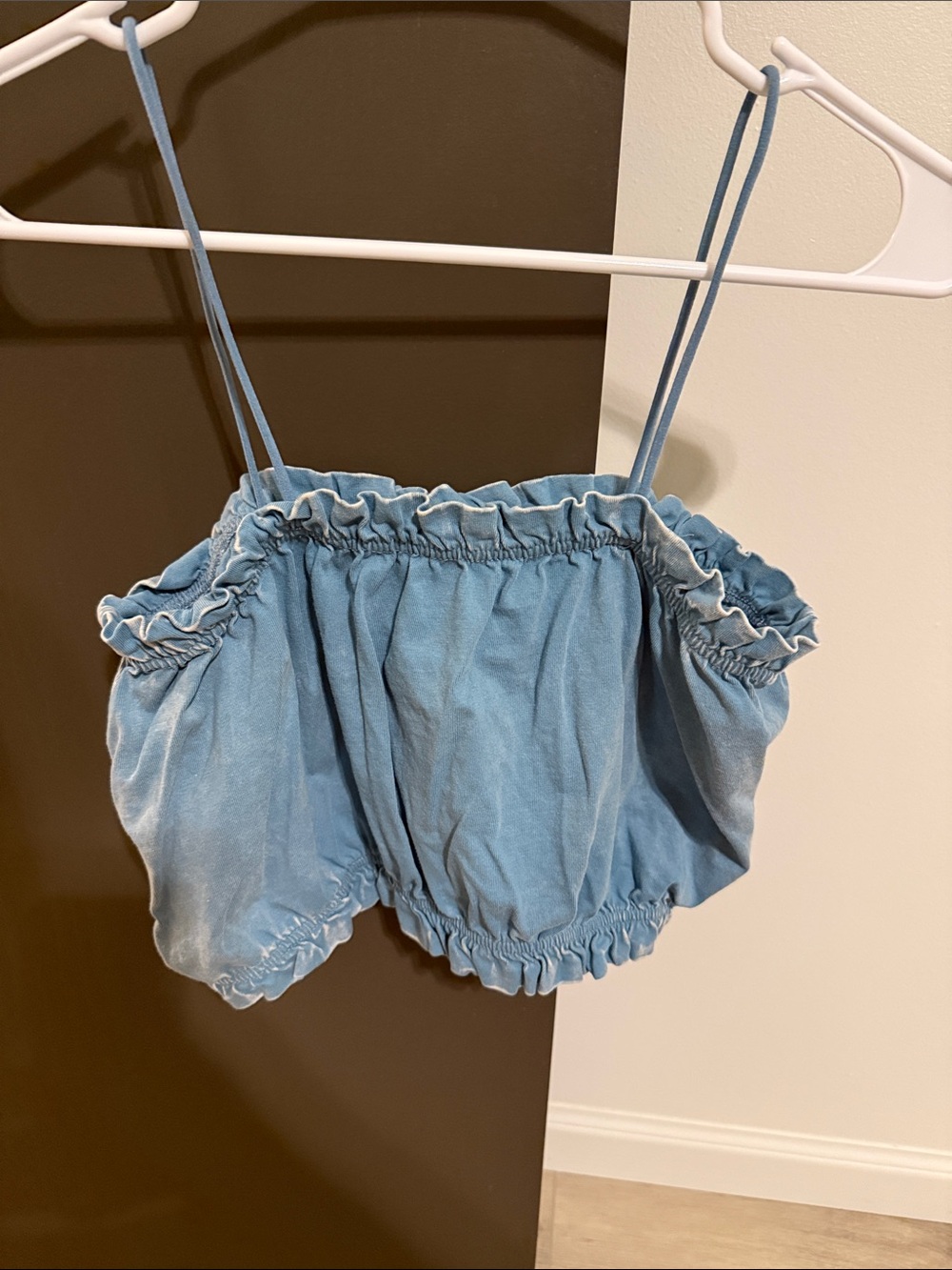 Forever 21 Light Blue Ruffle-Edge Cropped Tank